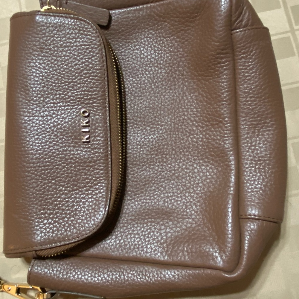 Kiko Women’s Fold Over Crossbody Brown Genuine Pebble Leather Shoulder Strap Bag